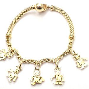 Rare! Authentic Pomellato 18k Yellow Gold King & Queen Charm Bracelet